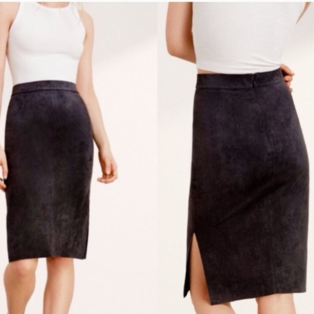 Aritzia Wilfred Free Black Suede Pencil Skirt